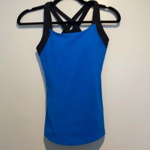 Lucy cobalt blue workout top with built in bra XS